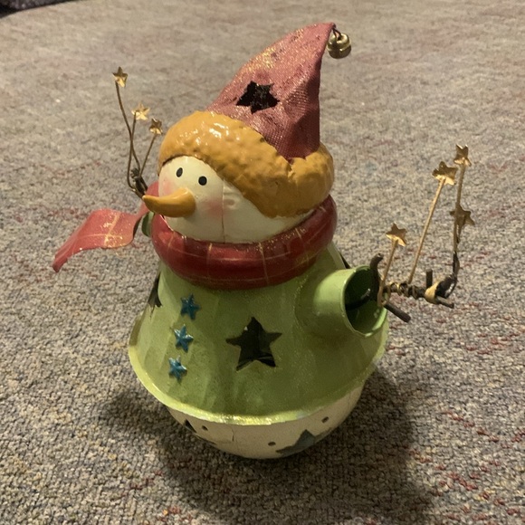 Vintage Y2K Metal Snowman Luminary Christmas Candle Light Holiday Decor 10” - Picture 7 of 7